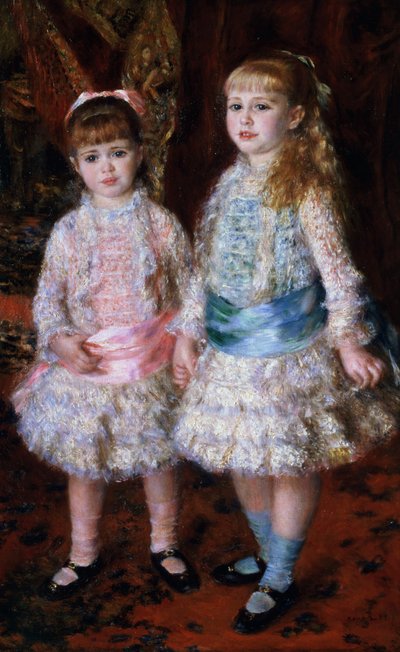 ピンクとブルーまたは、Cahen d&39;Anvers Girls、1881 作： Pierre Auguste Renoir